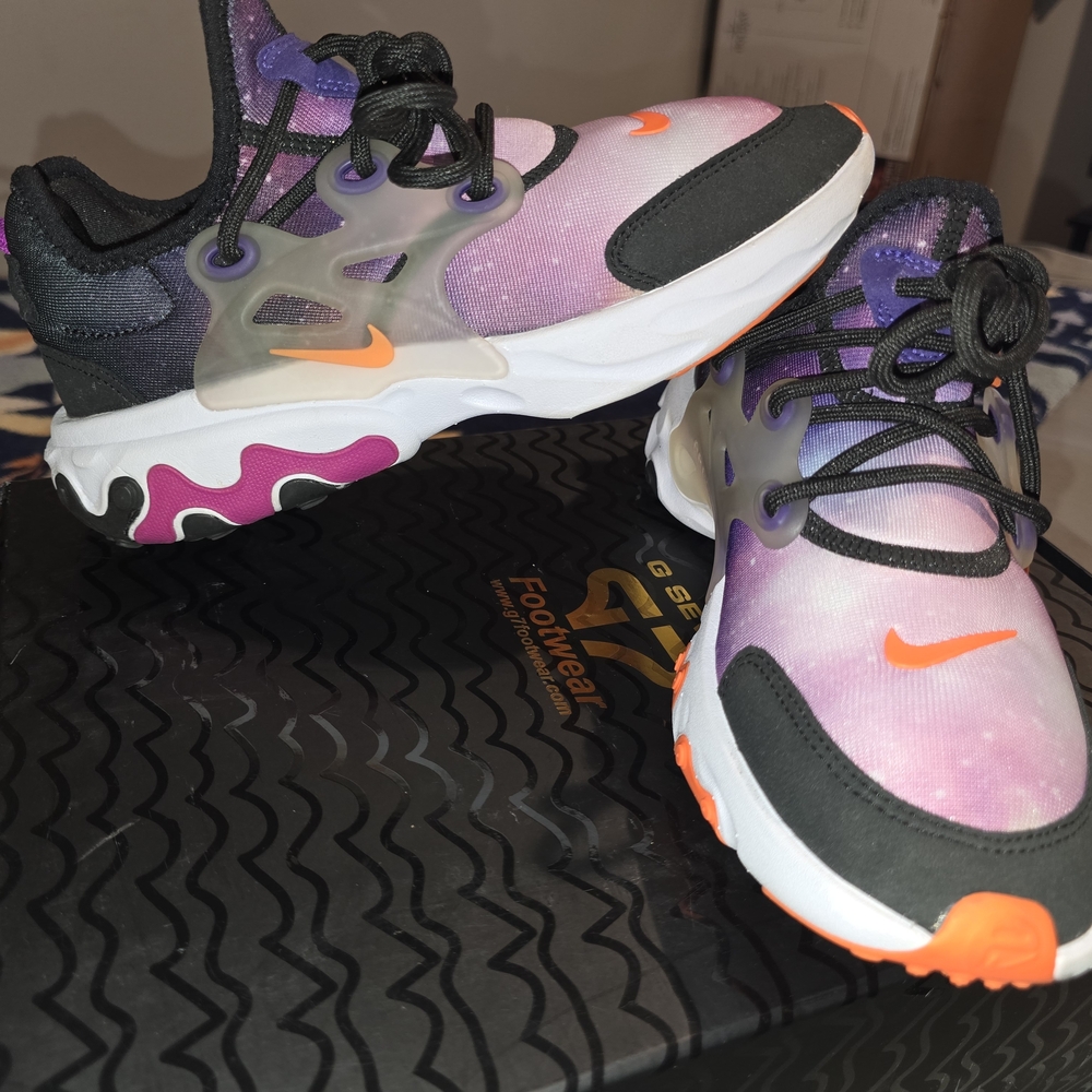 Nike React Presto Print Shoes Black-Total Orange CT6624-002 Size 4.5Y W 5.5